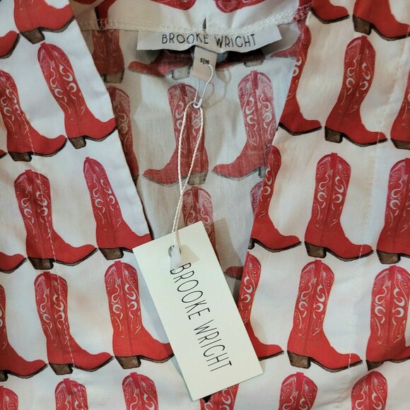 Brooke Wright Kimono Tunic Cowboy Boot Print Top - Picture 8 of 9